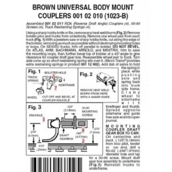 Micro-Trains 00102010 - Brown Universal Body Mount Couplers Assembled - 2 Pair