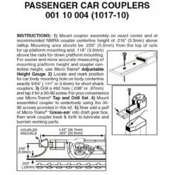 Micro-Trains 00110004 - Passenger Car Couplers Assembled - 10 Pair