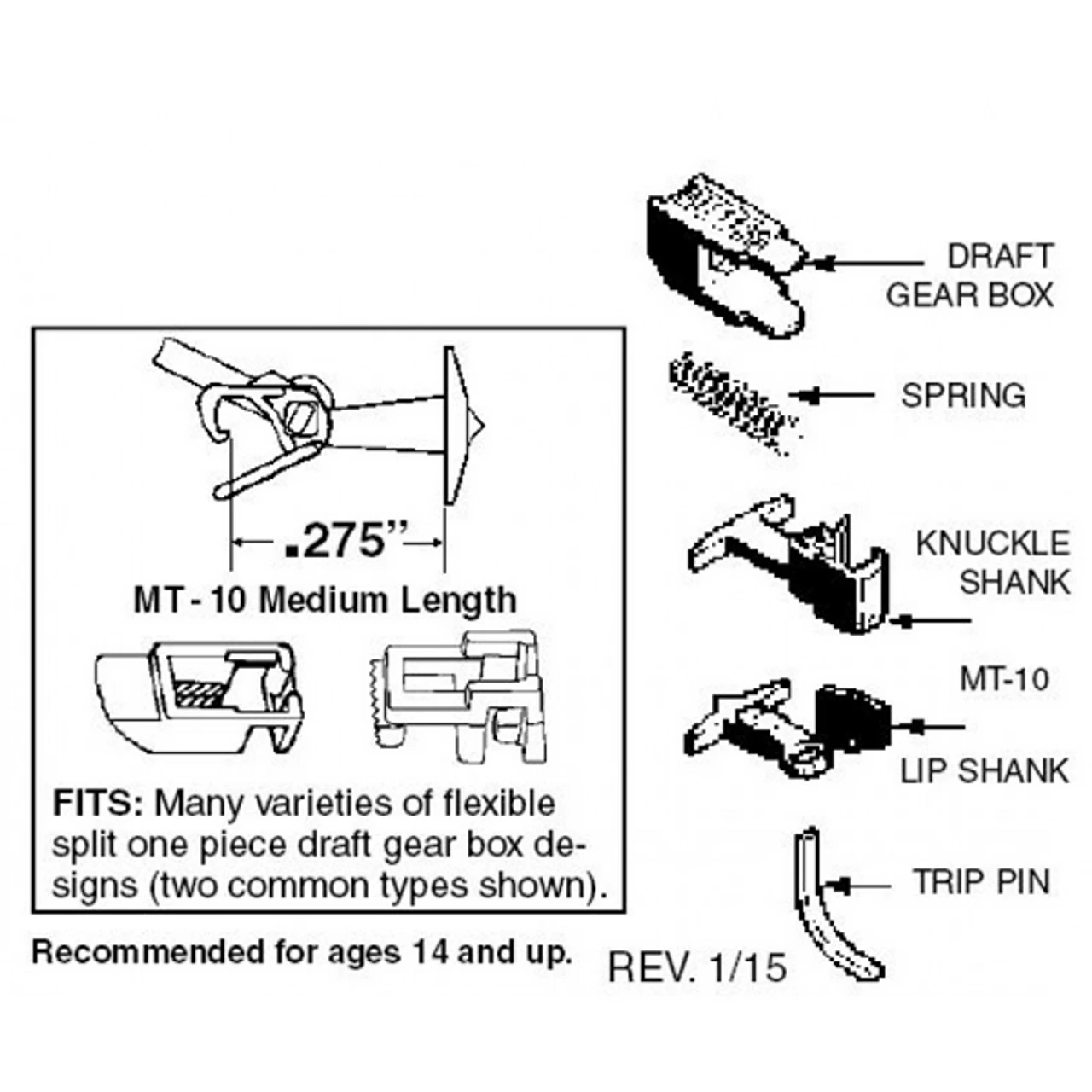 Micro-Trains 00130013 - Universal Medium T Coupler Conversion (1129) - 2 Pair 1 Micro-Trains 00130013 - Universal Medium T Coupler Conversion (1129) - 2 Pair