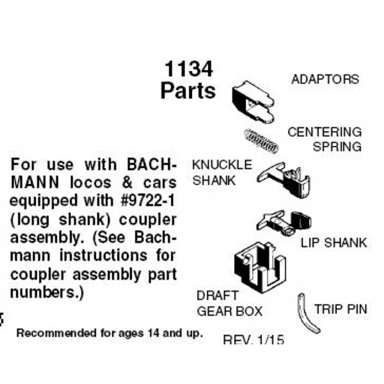 Micro-Trains 00133031 - Bachmann Long Coupler Conversion (1134) - 2 Pair 1 Micro-Trains 00133031 - Bachmann Long Coupler Conversion (1134) - 2 Pair