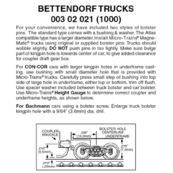 Micro-Trains 00302021 - Bettendorf Trucks With Short Extension Couplers (1000) 1 Pair