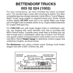 Micro-Trains 00302024 - Bettendorf Trucks With Long Extension Couplers (1002) 1 Pair