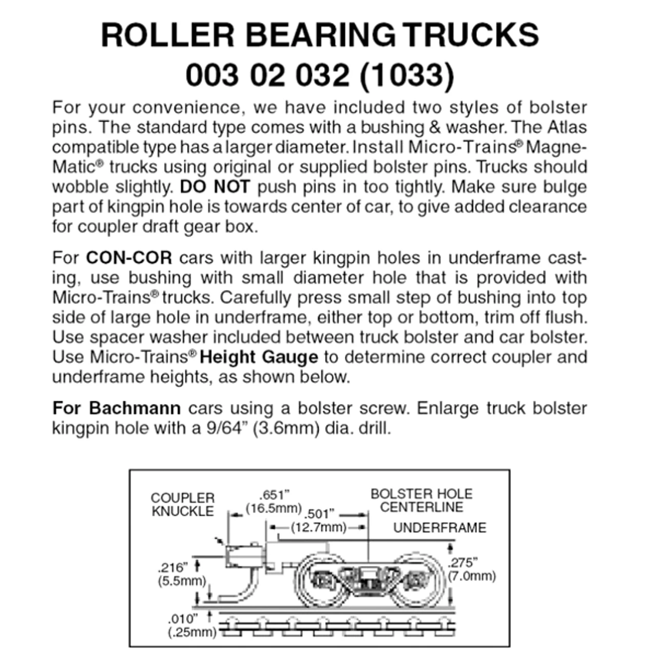Micro-Trains 00302032 - Roller Bearing Trucks With Medium Extension Couplers (1033) 1 Pair 1 Micro-Trains 00302032 - Roller Bearing Trucks With Medium Extension Couplers (1033) 1 Pair