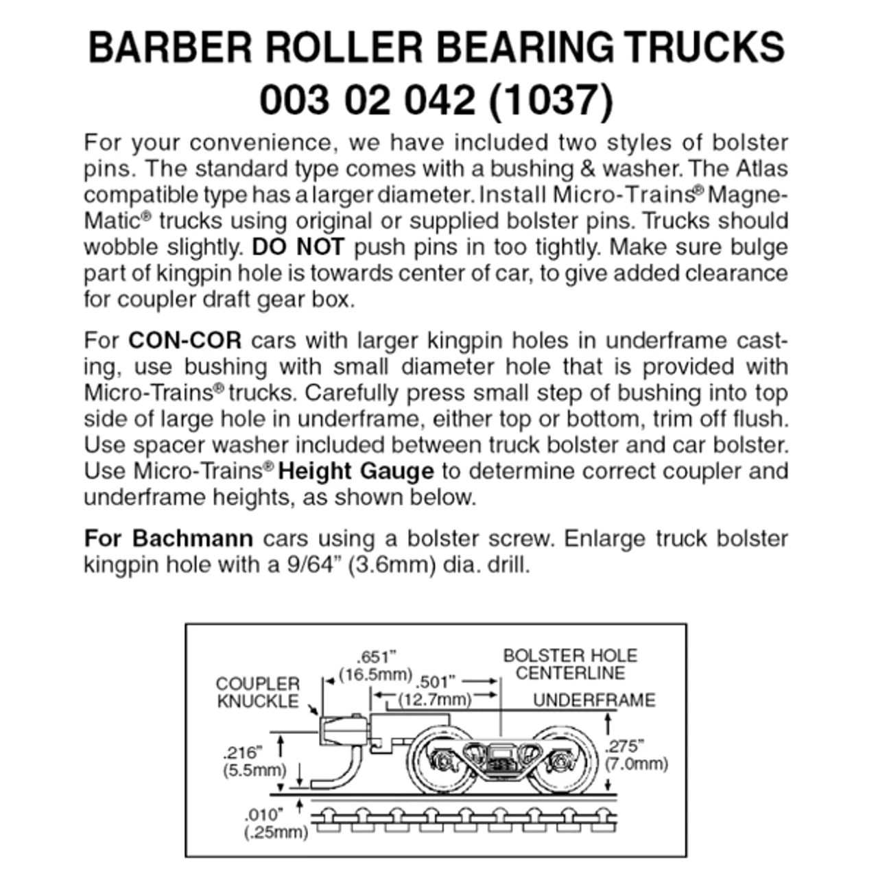 Micro-Trains 00302042 - Barber Roller Bearing Trucks With Medium Extension Couplers (1037) 1 Pair 1 Micro-Trains 00302042 - Barber Roller Bearing Trucks With Medium Extension Couplers (1037) 1 Pair