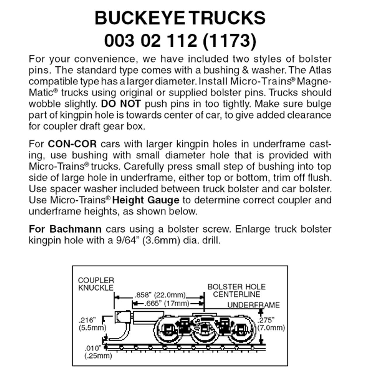 Micro-Trains 00302112 - Buckeye Trucks With Medium Extension Couplers (1173) 1 Pair 1 Micro-Trains 00302112 - Buckeye Trucks With Medium Extension Couplers (1173) 1 Pair