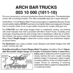 Micro-Trains 00310000 - Arch Bar Trucks Without Couplers (1011-10) 10 Pair