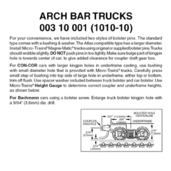 Micro-Trains 00310001 - Arch Bar Trucks With Short Extension Couplers (1010-10) 10 Pair