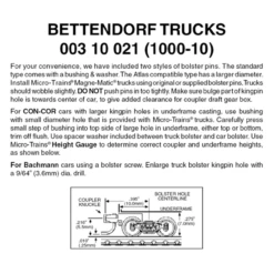 Micro-Trains 00310021 - Bettendorf Trucks With Short Extension Couplers (1000-10) 10 Pair