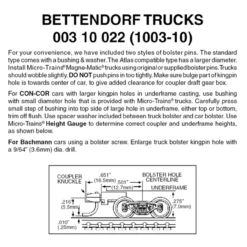 Micro-Trains 00310022 - Bettendorf Trucks With Medium Extension Couplers (1003-10) 10 Pair