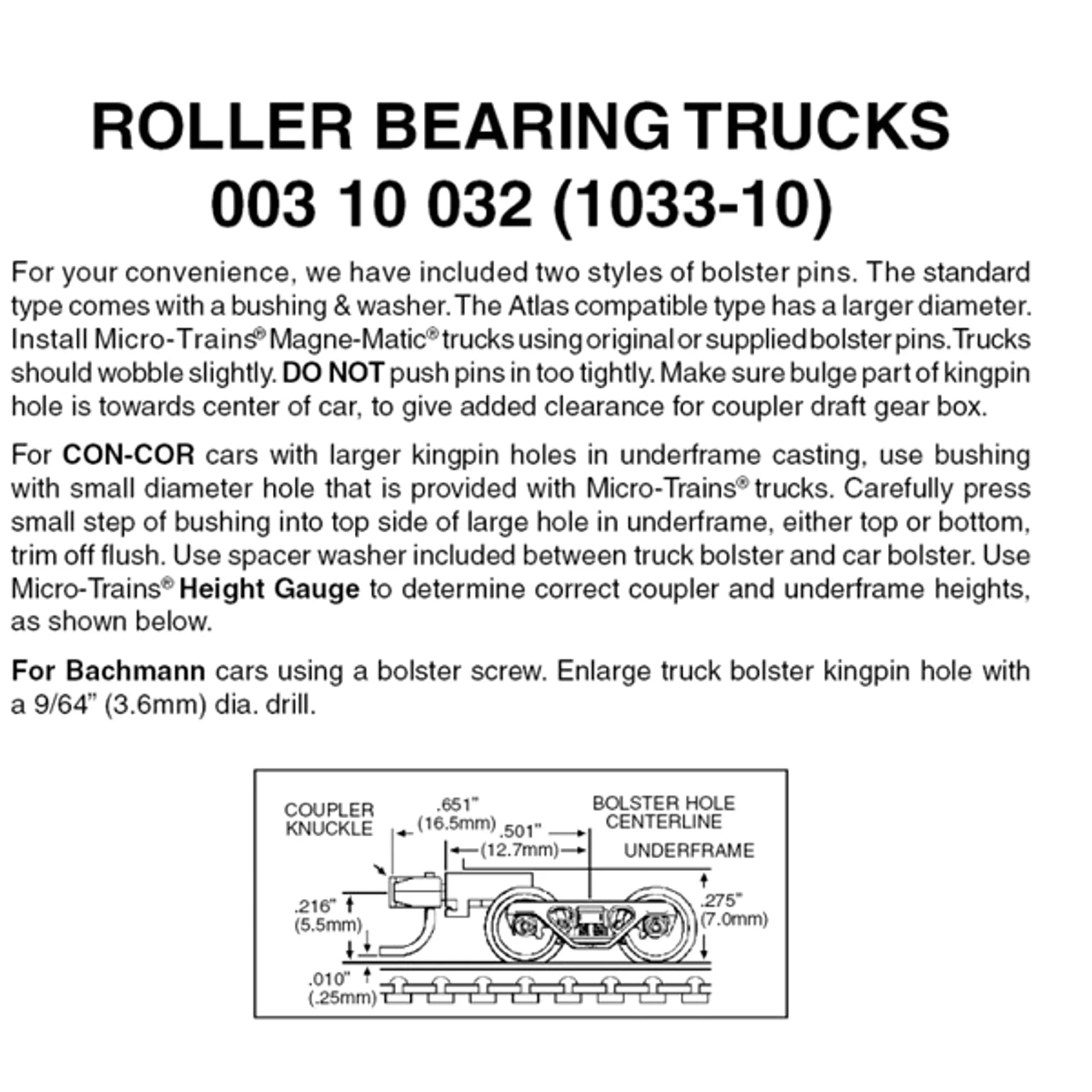 Micro-Trains 00310032 - Roller Bearing Trucks With Medium Extension Couplers (1033-10) 10 Pair 1 Micro-Trains 00310032 - Roller Bearing Trucks With Medium Extension Couplers (1033-10) 10 Pair