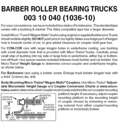 Micro-Trains 00310040 - Barber Roller Bearing Trucks Without Couplers (1036-10) 10 Pair