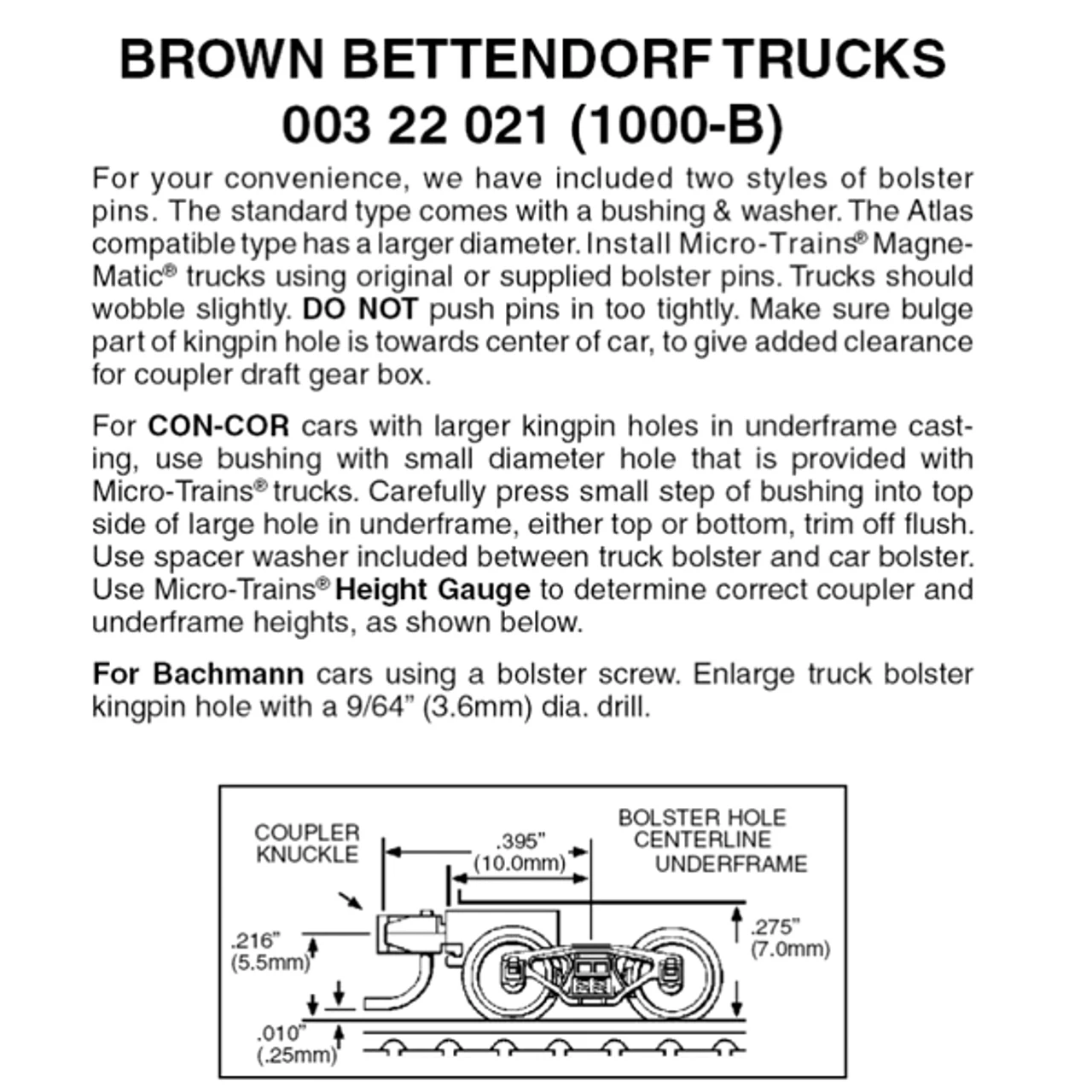 Micro-Trains 00322021 - Bettendorf Trucks With Short Extension Couplers - Brown (1000-B) 1 Pair 1 Micro-Trains 00322021 - Bettendorf Trucks With Short Extension Couplers - Brown (1000-B) 1 Pair