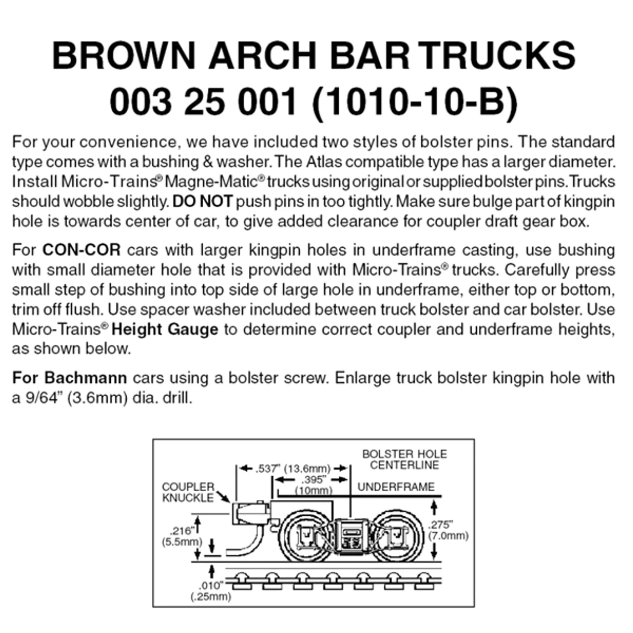 Micro-Trains 00325001 - Arch Bar Trucks With Short Extension Couplers - Brown (1010-10-B) 10 Pair 1 Micro-Trains 00325001 - Arch Bar Trucks With Short Extension Couplers - Brown (1010-10-B) 10 Pair