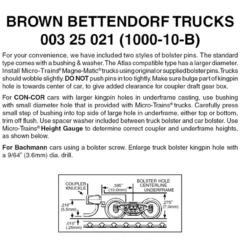 Micro-Trains 00325021 - Bettendorf Trucks With Short Extension Couplers - Brown (1000-10-B) 10 Pair