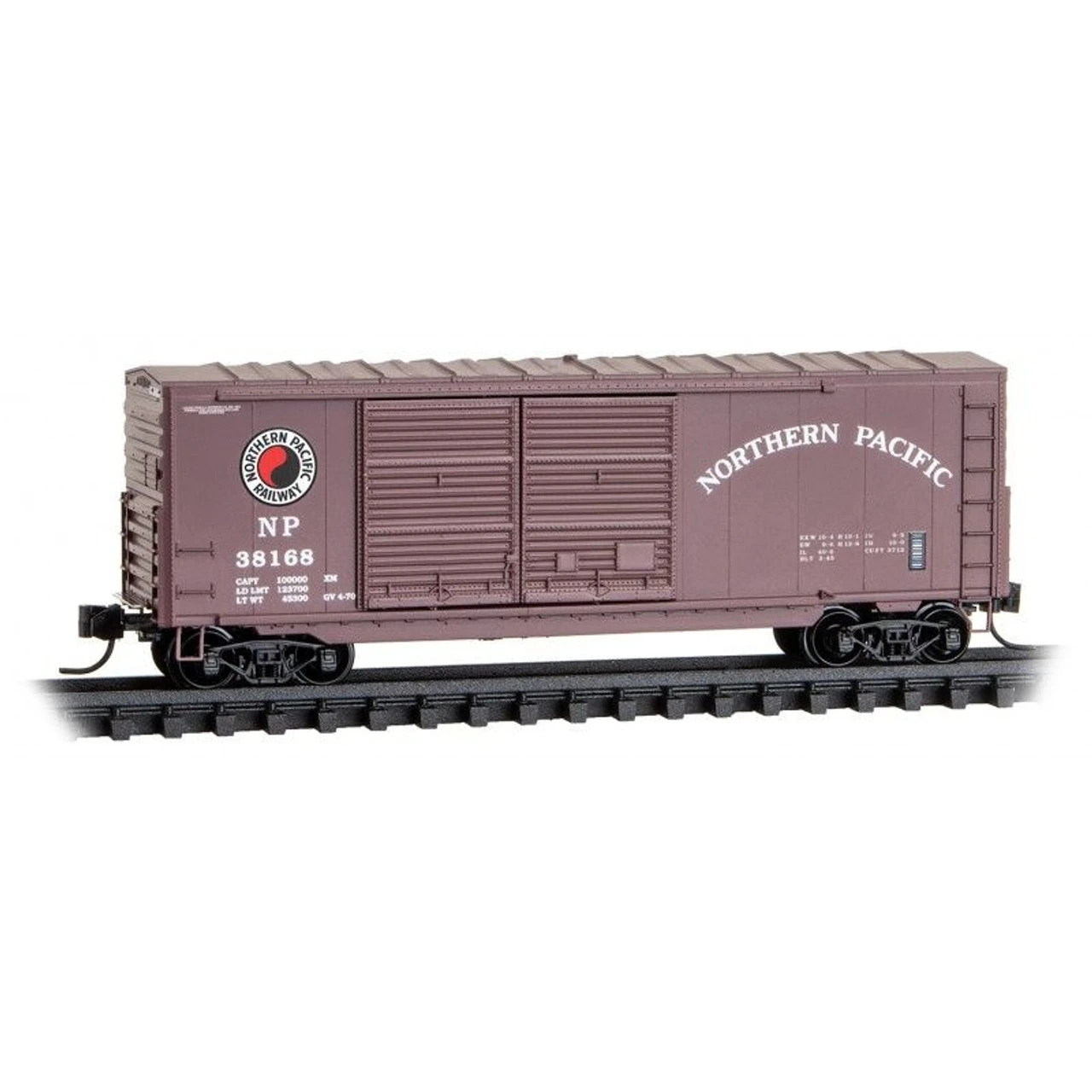 Micro-Trains Line 06800560 - 40' Double Door Boxcar W/o Roofwalk Northern Pacific (NP) 38168 - N Scale 1 Micro-Trains Line 06800560 - 40' Double Door Boxcar W/o Roofwalk Northern Pacific (NP) 38168 - N Scale