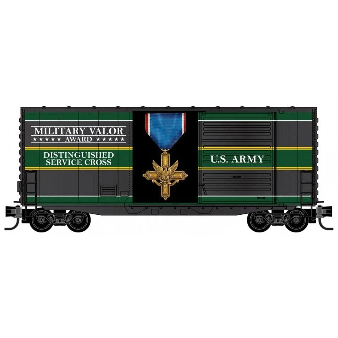 Micro-Trains Line 10100769 - 40' Hy-Cube Box Car, Single Door Military Valor Award - US Army Distinguished Service Cross - N Scale 1 Micro-Trains Line 10100769 - 40' Hy-Cube Box Car, Single Door Military Valor Award - US Army Distinguished Service Cross - N Scale