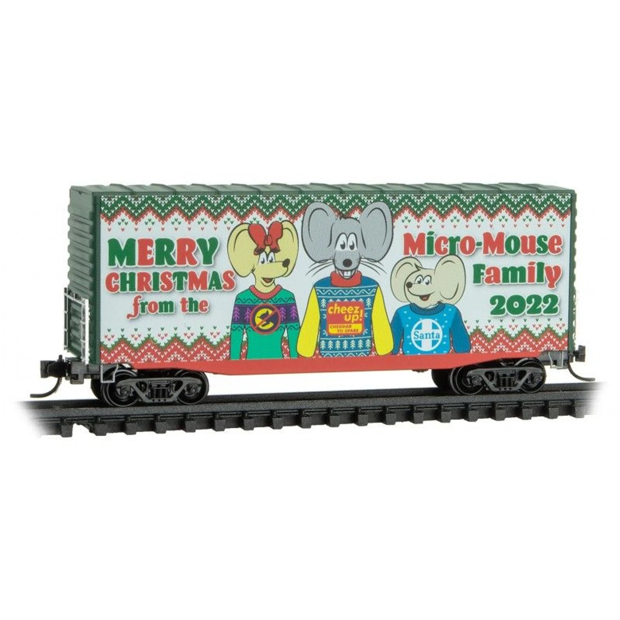Micro-Trains Line 10100894 - 40' Hy-Cube Box Car, Single Door - Micro-Mouse 2022 Christmas Car 2022 - N Scale 1 Micro-Trains Line 10100894 - 40' Hy-Cube Box Car, Single Door - Micro-Mouse 2022 Christmas Car 2022 - N Scale