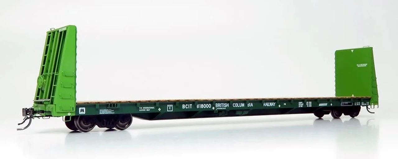 Rapido 147006A - Marine Industries 66' Bulkhead Flatcar British Columbia Railway (BCIT) 818112 - HO Scale 1 Rapido 147006A - Marine Industries 66' Bulkhead Flatcar British Columbia Railway (BCIT) 818112 - HO Scale