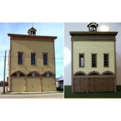 RslaserKits 2037 - Silver Cliff Firehouse - Town Hall - HO Scale Kit
