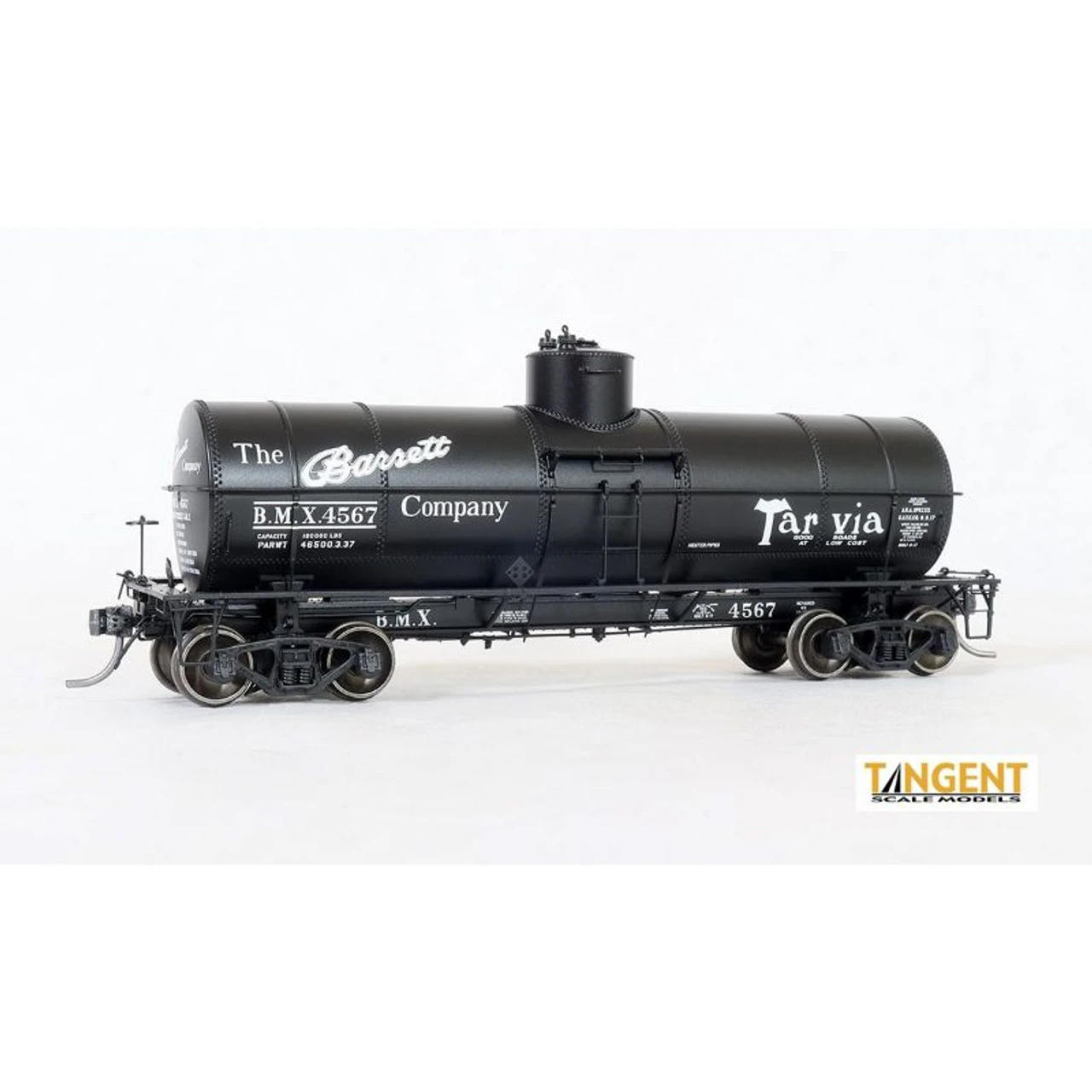 Tangent Scale Models 19067-06 - GATC 1917-design 10000 Gallon Tank Car Barrett Tarvia (BMX) 4569 - HO Scale 1 Tangent Scale Models 19067-06 - GATC 1917-design 10000 Gallon Tank Car Barrett Tarvia (BMX) 4569 - HO Scale