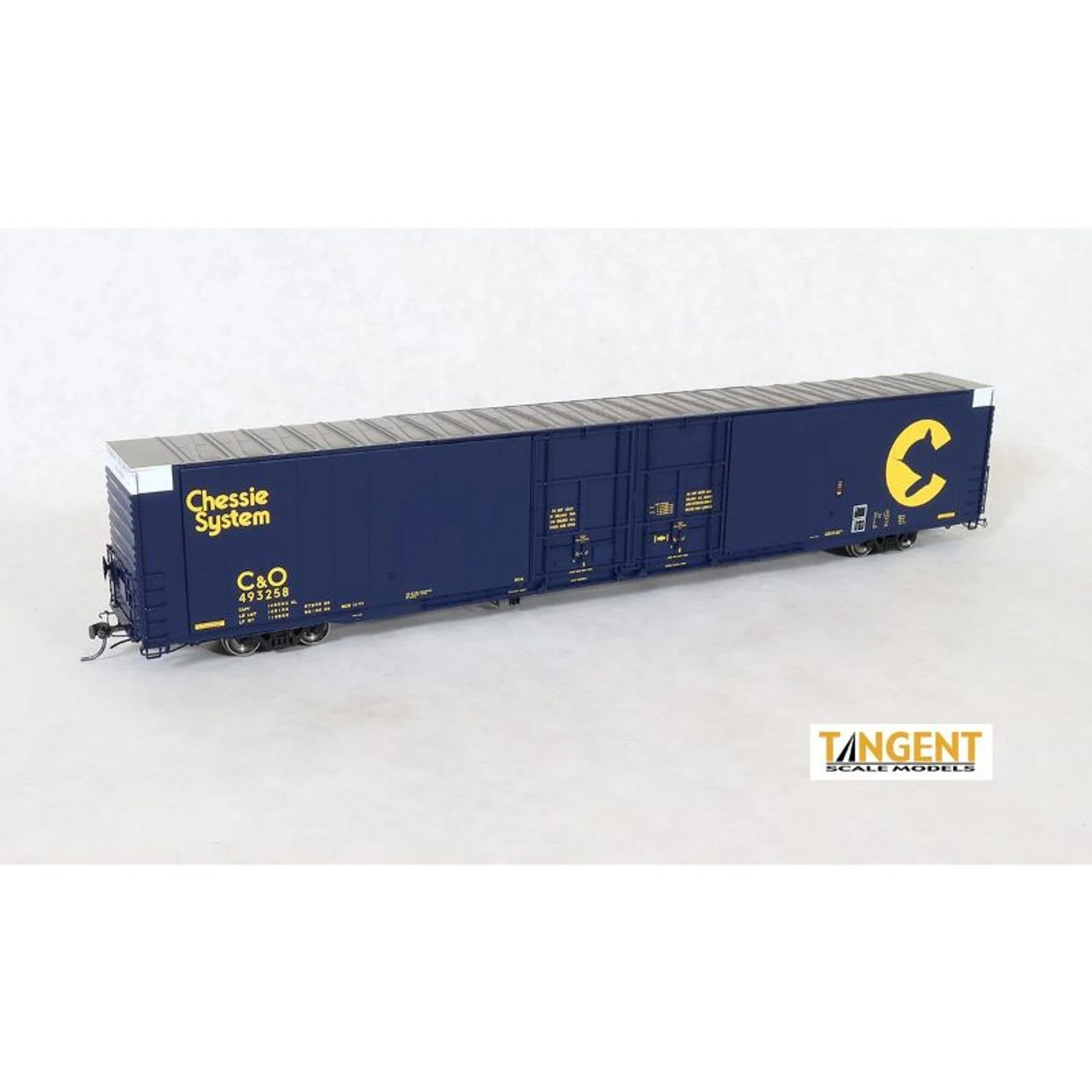 Tangent Scale Models 25040-07 - Greenville 86′ Double Plug Door Box Car Chessie (C&O) 493238 - HO Scale 1 Tangent Scale Models 25040-07 - Greenville 86′ Double Plug Door Box Car Chessie (C&O) 493238 - HO Scale