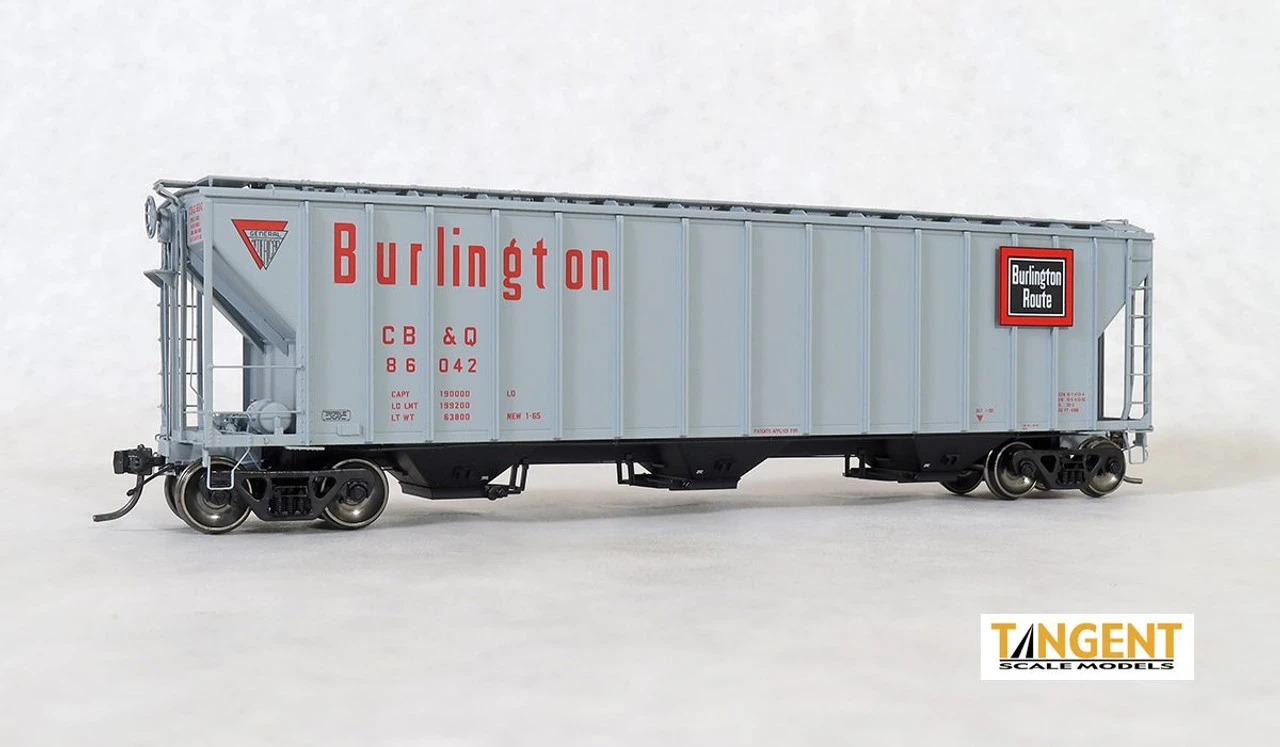 Tangent Scale Models 28011-03 - CB&Q "Delivery Gray 1-1965" GATC 4500 Covered Hopper Chicago, Burlington & Quincy (CB&Q) 86004 - HO Scale 1 Tangent Scale Models 28011-03 - CB&Q "Delivery Gray 1-1965" GATC 4500 Covered Hopper Chicago, Burlington & Quincy (CB&Q) 86004 - HO Scale