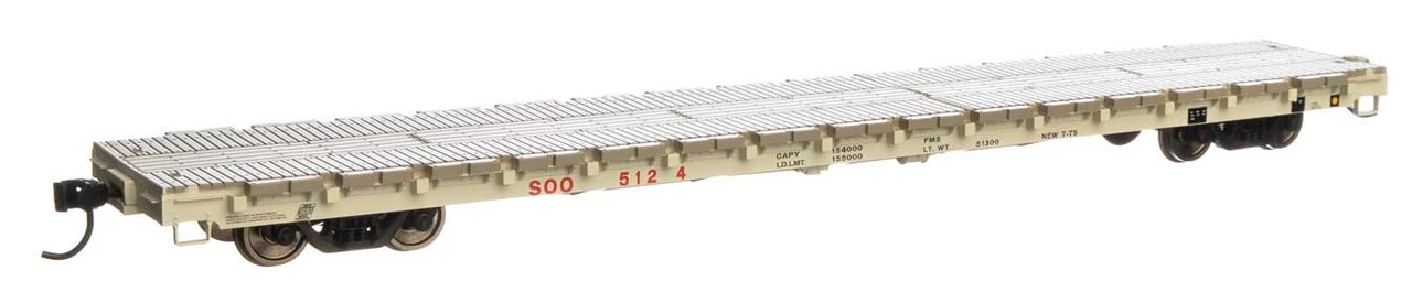 Walthers Mainline 910-5408 - 60' Pullman-Standard Flatcar Soo Line (SOO) 5124 - HO Scale 1 Walthers Mainline 910-5408 - 60' Pullman-Standard Flatcar Soo Line (SOO) 5124 - HO Scale