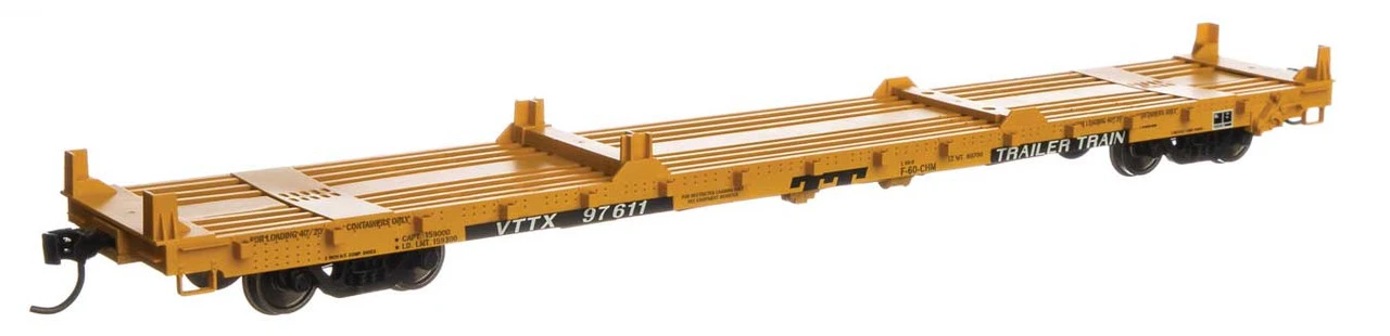 Walthers Mainline 910-5417 - 60' Pullman-Standard Flatcar Trailer Train (VTTX) 97611 - HO Scale 1 Walthers Mainline 910-5417 - 60' Pullman-Standard Flatcar Trailer Train (VTTX) 97611 - HO Scale