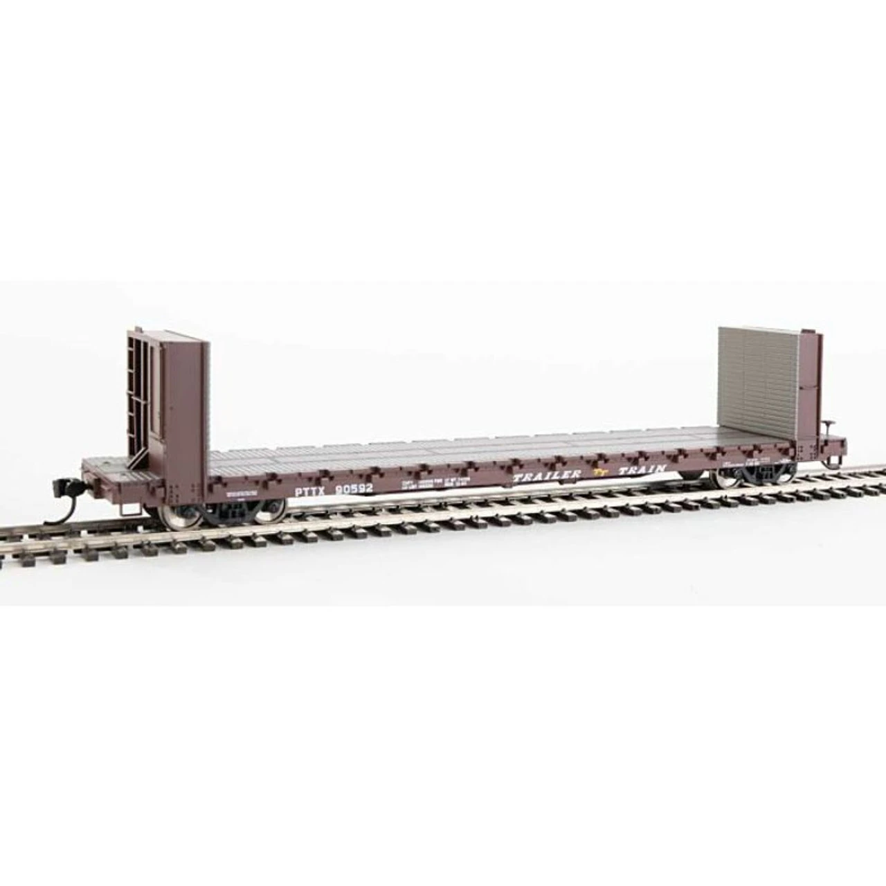 Walthers Mainline 910-5820 - 60' P-S Bulkhead Flatcar - Yellow (48' IL) Trailer Train (PTTX) 90593 - HO Scale 1 Walthers Mainline 910-5820 - 60' P-S Bulkhead Flatcar - Yellow (48' IL) Trailer Train (PTTX) 90593 - HO Scale