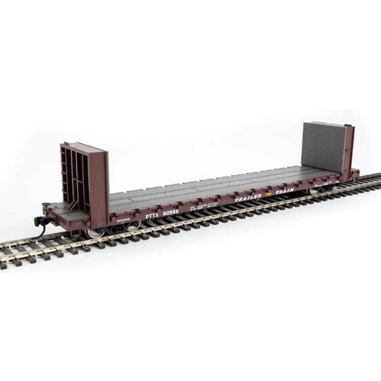 Walthers Mainline 910-5873 - 60' P-S Bulkhead Flatcar Trailer Train (PTTX) 90566 - HO Scale 1 Walthers Mainline 910-5873 - 60' P-S Bulkhead Flatcar Trailer Train (PTTX) 90566 - HO Scale