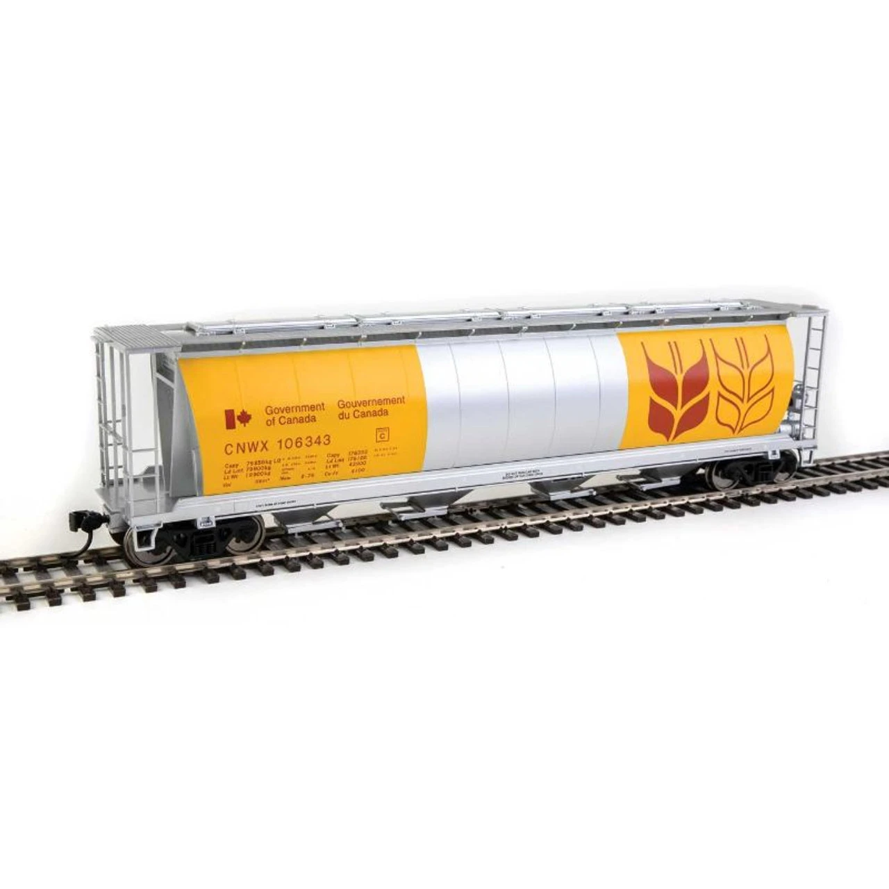 Walthers Mainline 910-7846 - 59' Cylindrical Hopper Canadian Wheat Board (CNWX) 106463 - HO Scale 1 Walthers Mainline 910-7846 - 59' Cylindrical Hopper Canadian Wheat Board (CNWX) 106463 - HO Scale