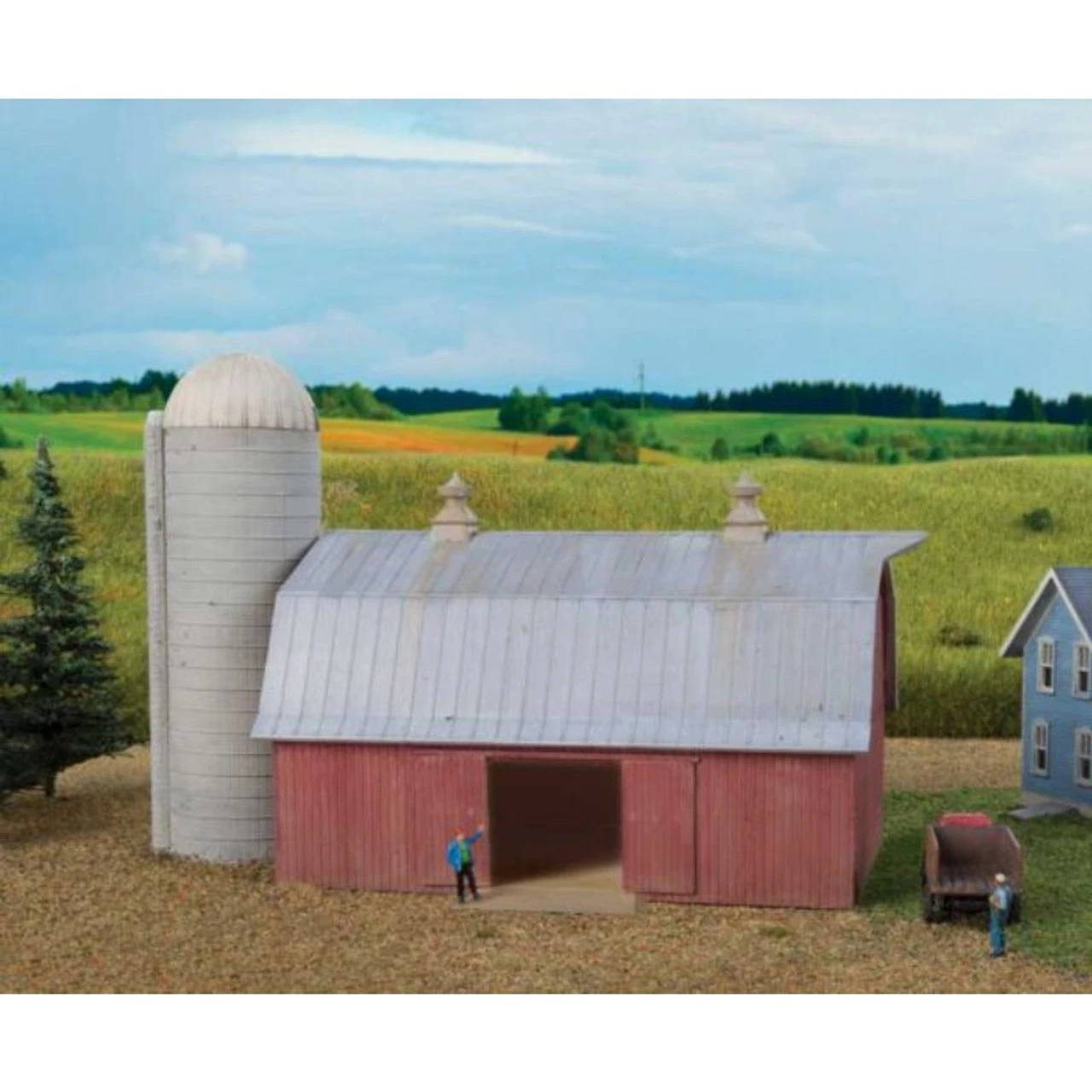 Walthers Cornerstone 933-3892 - Meadowhead Barn And Silo - N Scale Kit 1 Walthers Cornerstone 933-3892 - Meadowhead Barn And Silo - N Scale Kit