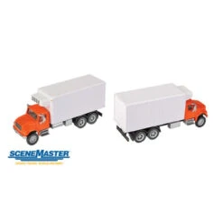 Walthers SceneMaster 949-11393 - Intl 4900 2-Axle Reefer - Orange/Red - HO Scale