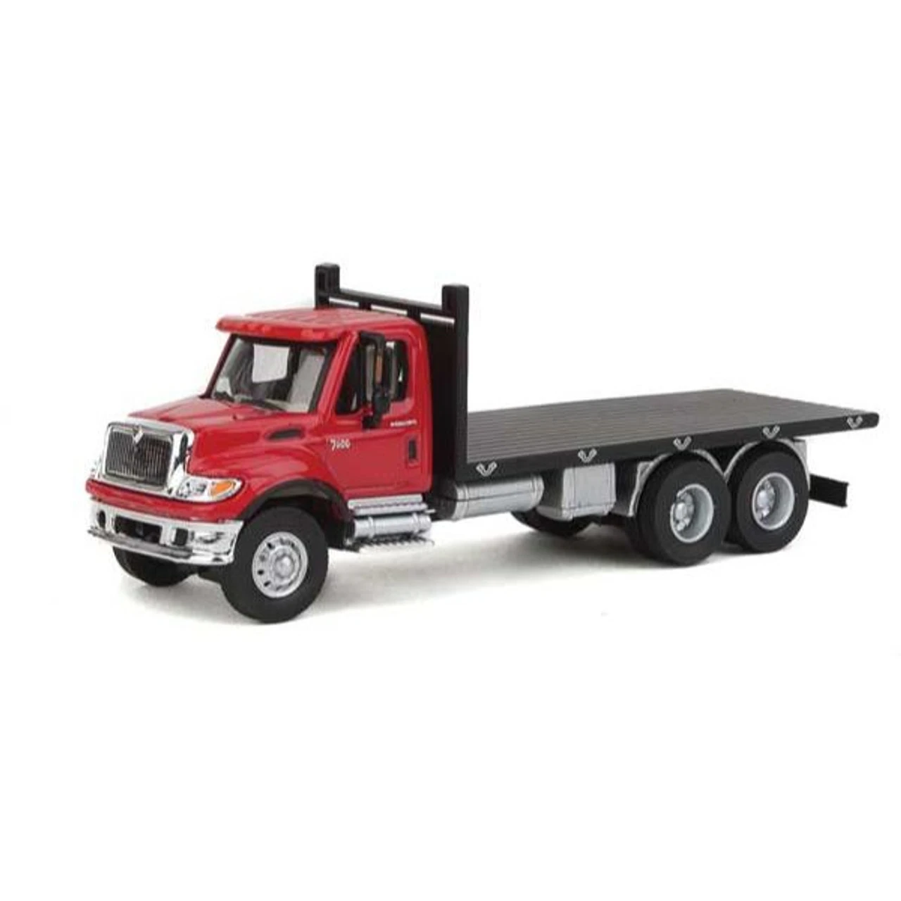 Walthers SceneMaster 949-11652 - International(R) 7600 3-Axle Flatbed Truck -- Red Cab, Black Flatbed - HO Scale 1 Walthers SceneMaster 949-11652 - International(R) 7600 3-Axle Flatbed Truck -- Red Cab, Black Flatbed - HO Scale