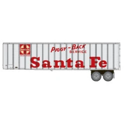 Walthers SceneMaster 949-2612 - Flexi-Van 40' Trailer 2-Pack - Assembled (Piggy Back Service; End Doors) Atchison, Topeka And Santa Fe (ATSF) SFTZ 04414, 04416 - HO Scale