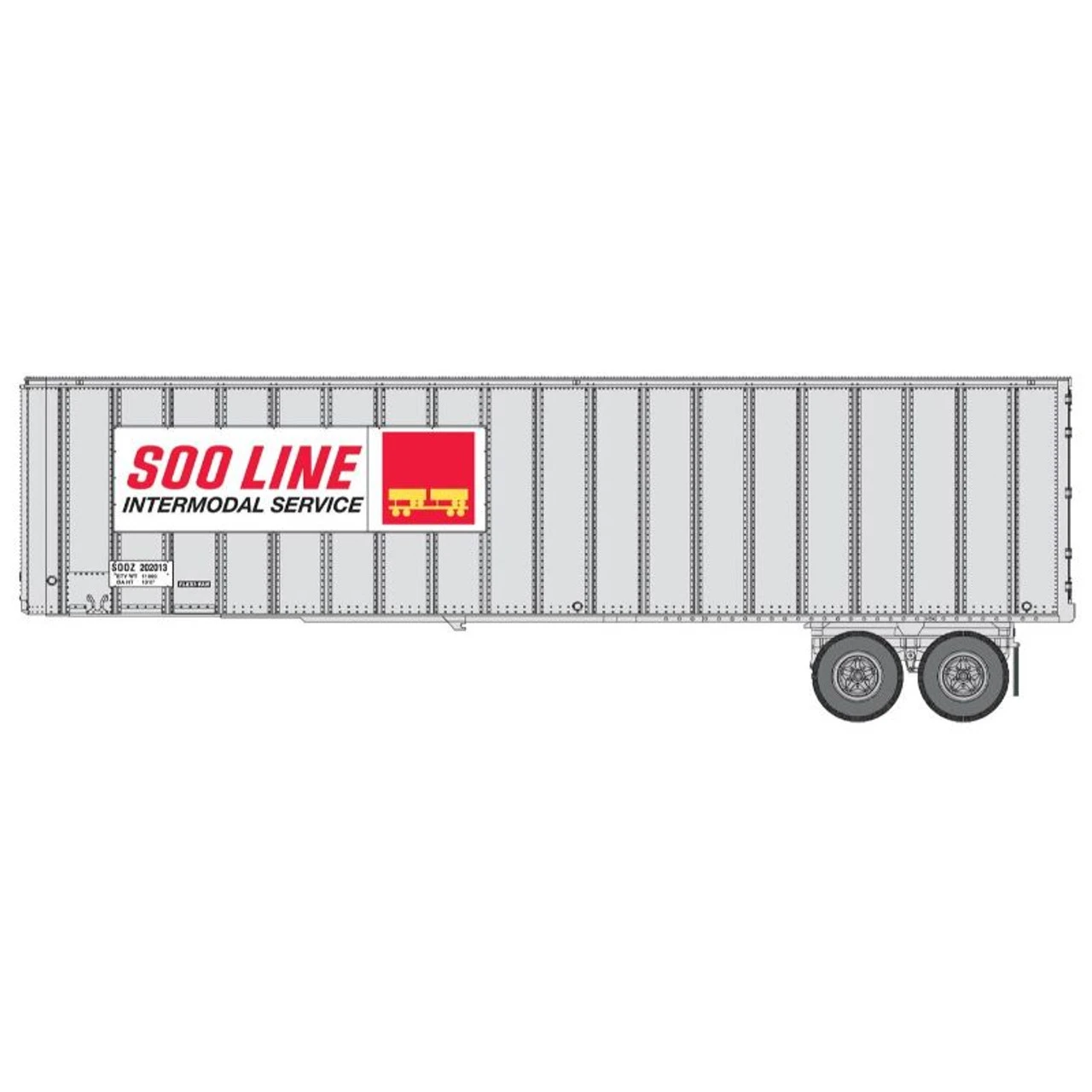 Walthers SceneMaster 949-2613 - Flexi-Van 40' Trailer 2-Pack - Assembled (Intermodal Service Placard; End Doors) Soo Line (SOO) SOOZ 202013, 202015 - HO Scale 1 Walthers SceneMaster 949-2613 - Flexi-Van 40' Trailer 2-Pack - Assembled (Intermodal Service Placard; End Doors) Soo Line (SOO) SOOZ 202013, 202015 - HO Scale